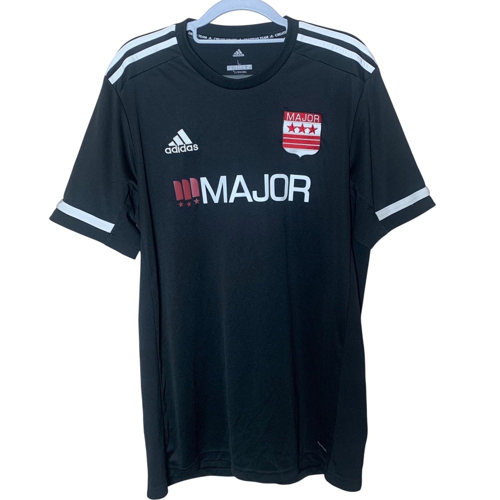 Adidas Major DC Soccer Jersey Mens Large Black Climacool Excellent Performance